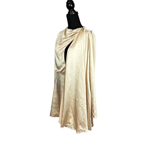 NBD White Satin Kimono Mini Dress LARGE Draped Blouson Revolve Designer $208 NEW - Picture 5 of 9